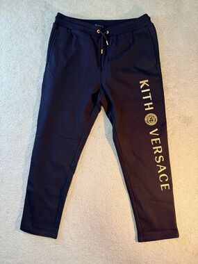 Kith Versace Navy Sweatpants with Gold Logo